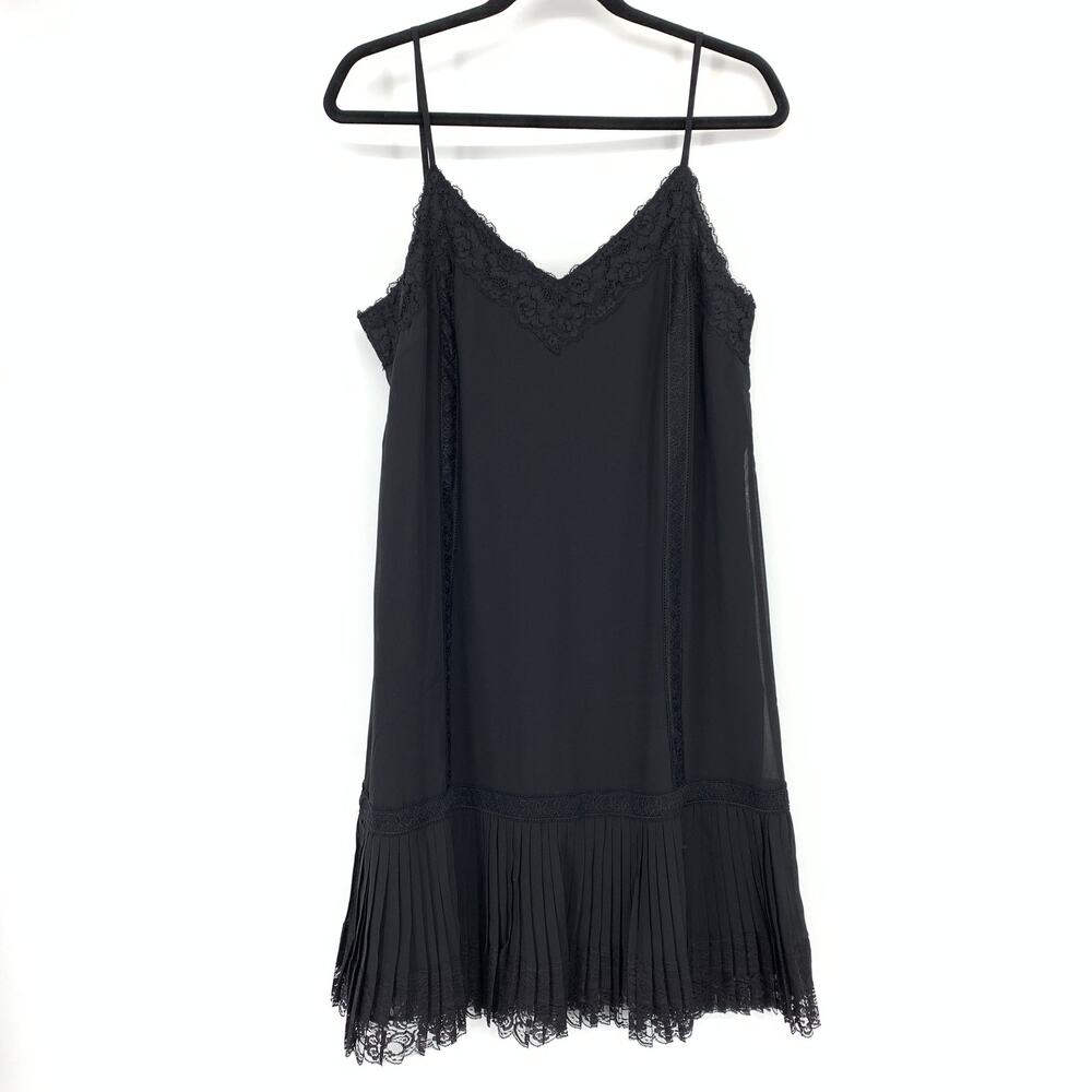 Muche Muchette Slip Mini Dress Womens Size M/L Black Lace Trim Hem A-Line